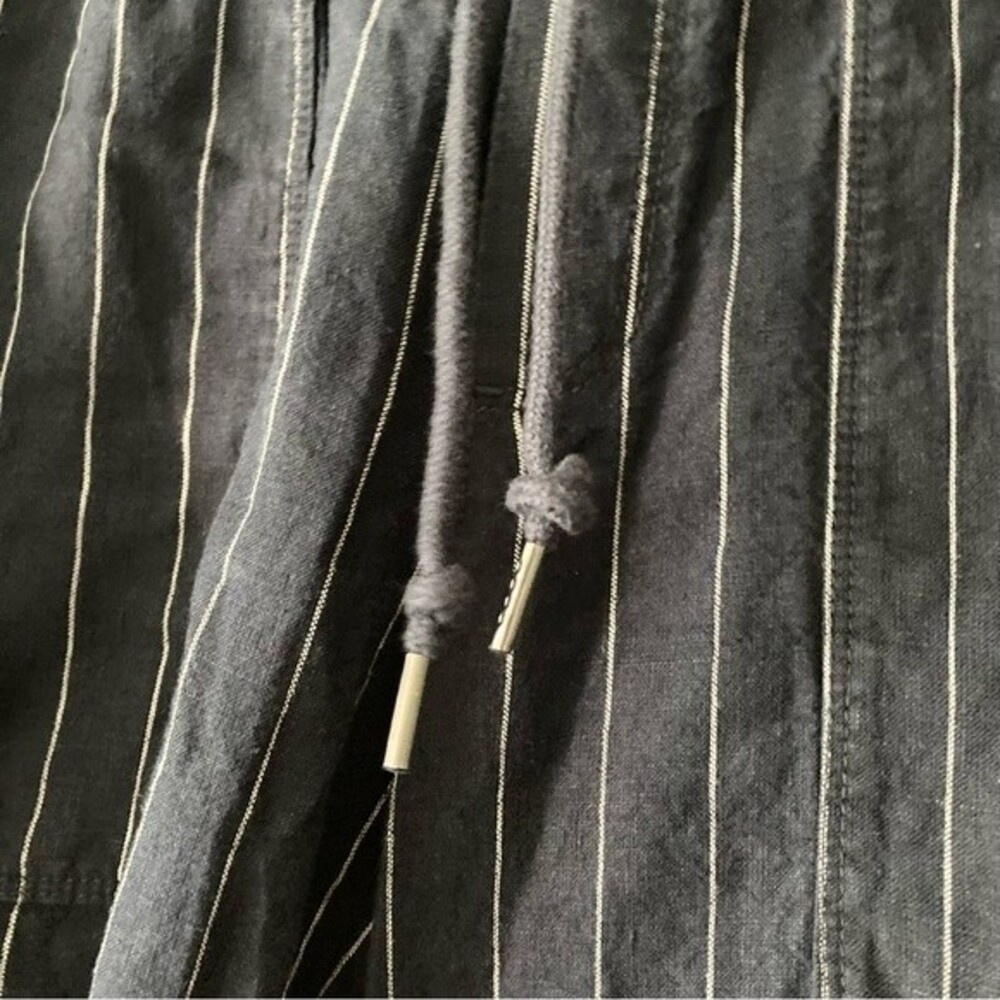 Athleta Navy Blue Striped Bali Cropped Pants Linen‎ Size 0 Style 291717 Casual - Picture 3 of 6